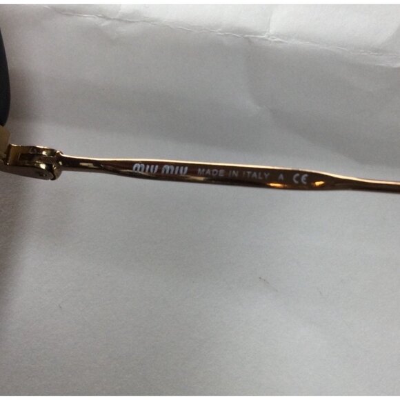 Miu Miu Round Black Sunglasses Made In Italy Gold Metal Arms CE UV Protection - Picture 5 of 15